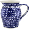 thumbnail image 3 of Polish Pottery 55 oz Pitcher (Lattice Peacock Theme) Hand Painted in Boleslawiec, Poland + Certificate of Authenticity, 3 of 6