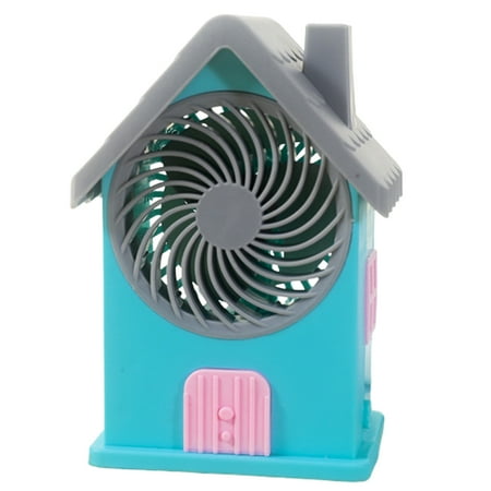 

YIMIAO 1 Set Desktop Fan Natural Breeze 3 Blades High Wind Force Low Noise Slide Switch House Shape Electric Fan Daily Life Supply