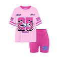 thumbnail image 6 of Sanphen Outfit For Girls Size 1-2 Years Lightweight Soft Short Sleeve Crew Neck Letter Print Tops With Shorts Set Summer School Dailywear Girls Clothes Set Hot Pink, 6 of 8