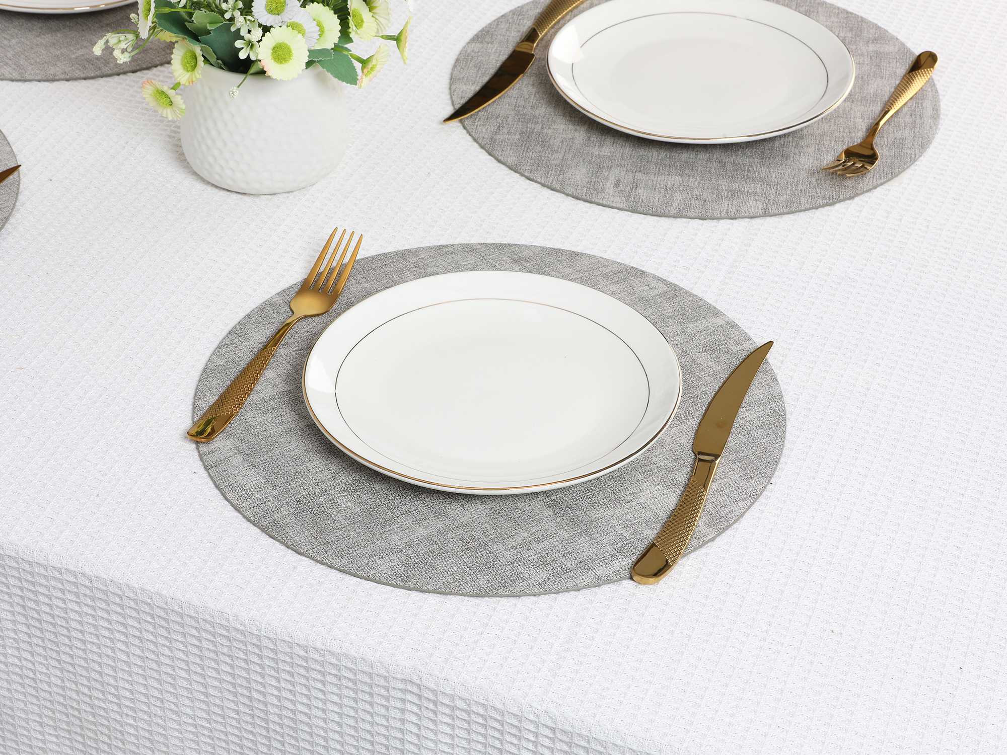 Unique Bargains Kitchen Placemats Washable Table Mat Wipeable Placemats Gray 13x13in