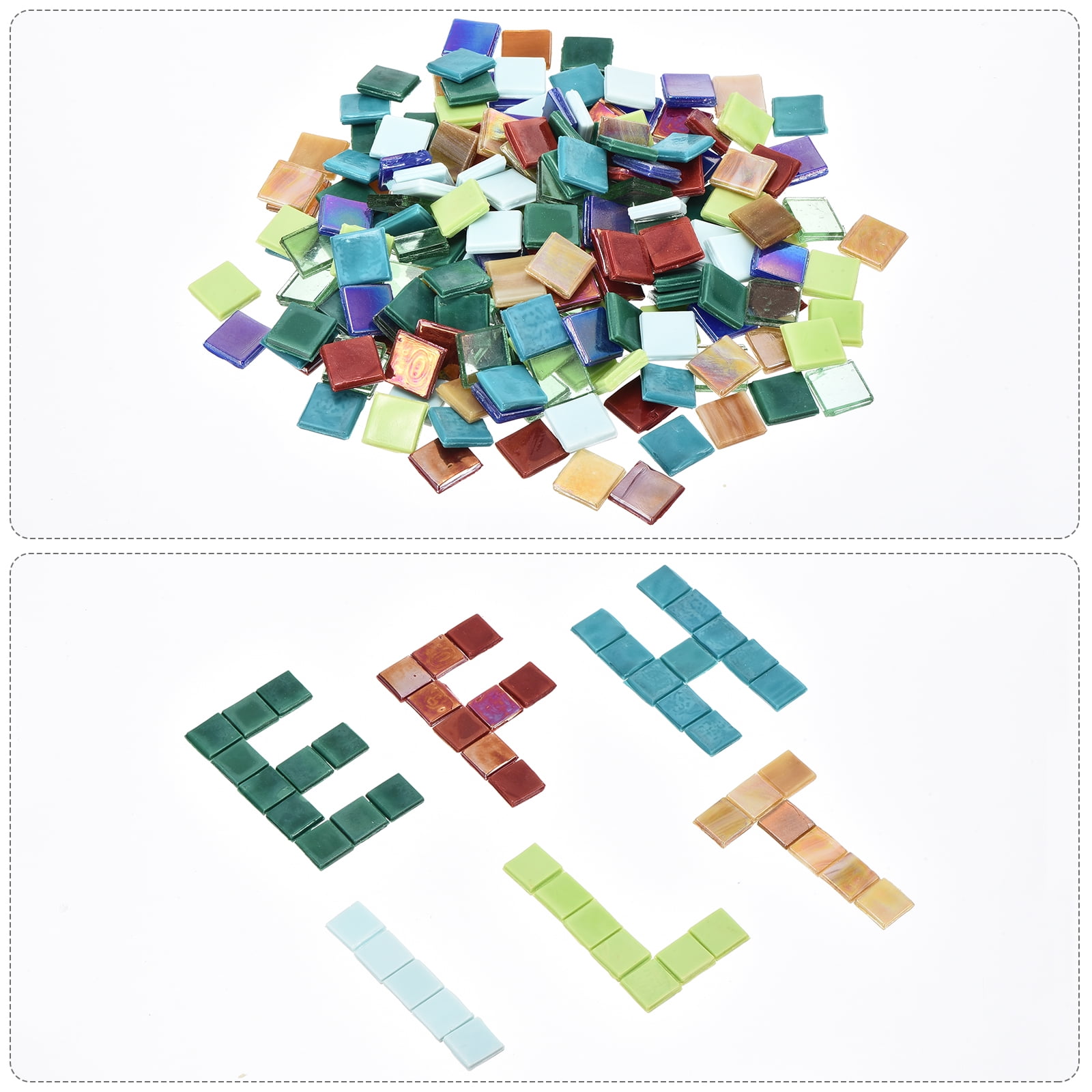 Uxcell 260Pcs Mosaic Tiles, Micro Glass Tiny Mini Mosaic Tile DIY Hobbies Handmade Crystal Free Stone Deep Mint Green