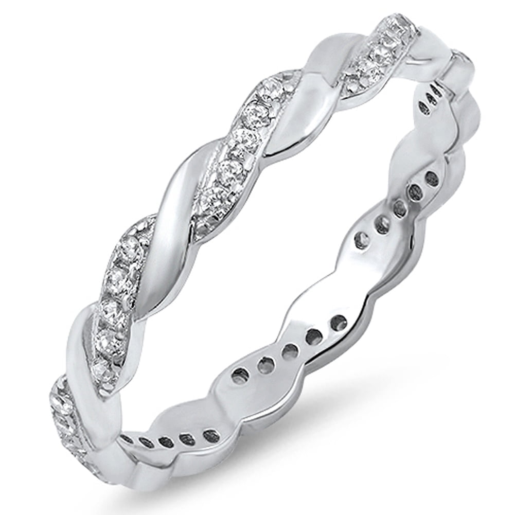 Infinity Style Cz Band .925 Sterling Silver Ring Sizes 4-10 
