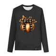 thumbnail image 5 of Thanksgiving Day Outfits Long Sleeve Cotton T-Shirts for Girls Pumpkin Plaid Printed Crewneck Fall Tops Tshirts (10-11 Years, Black 07), 5 of 5