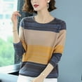 thumbnail image 2 of PIKADINGNIS Round Neck Long Sleeve Women Sweaters New Loose Striped Knitted Pullover Ladies Autumn Thin Casual Jumper Tops, 2 of 6