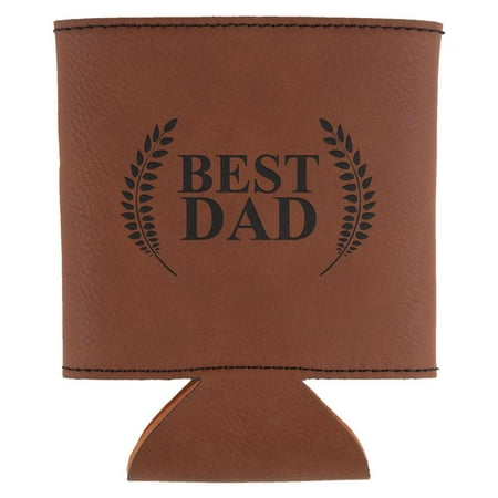 Father's Day Best Dad Laurel Etched Leatherette Can Cooler Rawhide Standard One (Best Cooler For The Money)