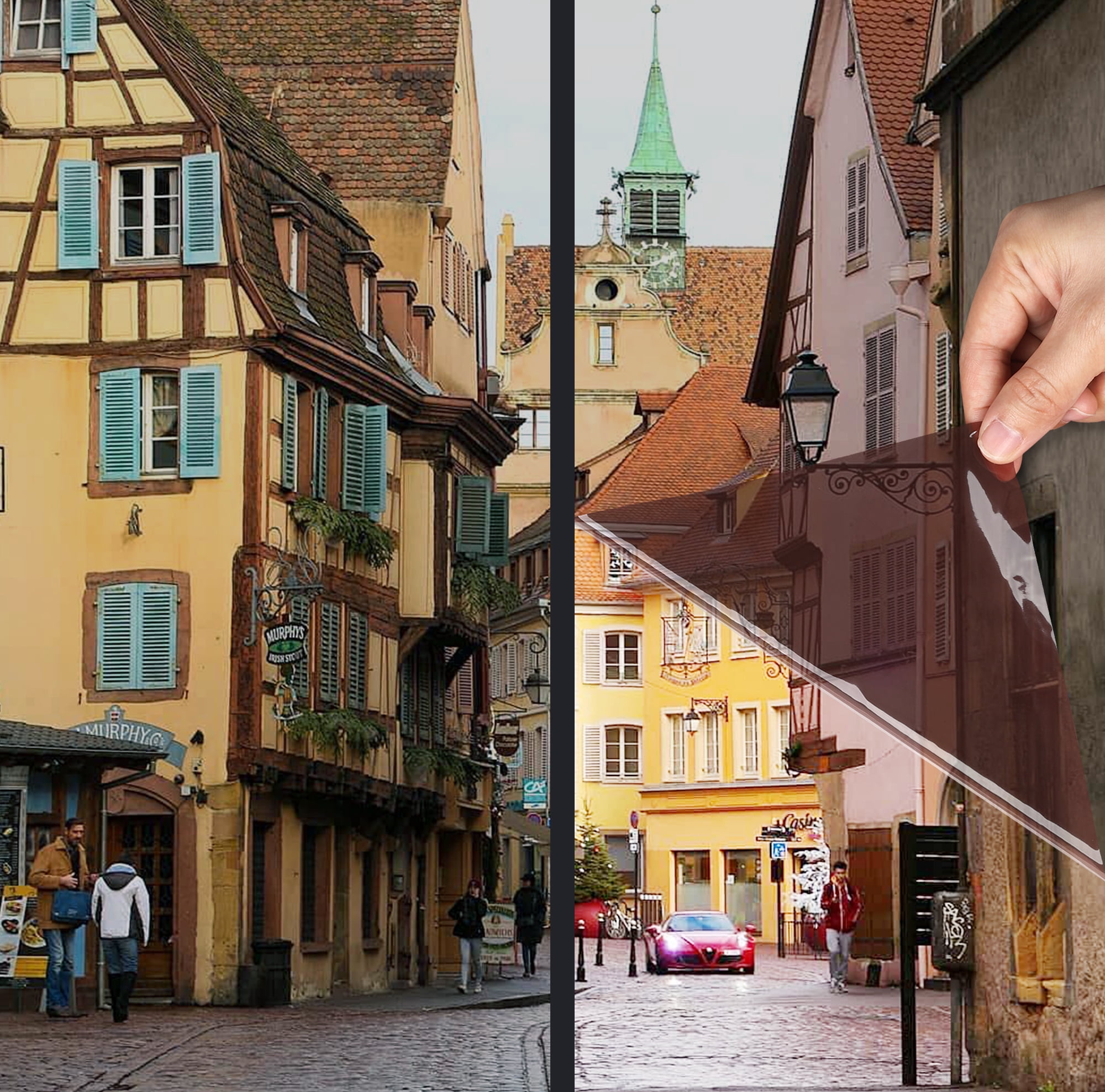 Livelynine Reddish Brown Static Cling Window Film - Privacy & UV Protection - No Adhesive, Easy Install - Decorative Frosted Glass Film for Home Office Bathroom (15.8"x78.7")
