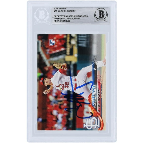 Jack Flaherty St. Louis Cardinals Autographed 2018 Topps #93 Beckett Fanatics Witnessed Authenticated Rookie Card - Fanatics Authentic Certified