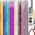 thumbnail image 1 of Hair Tinsel Kit (48 Inch, 20 Colors, 4800 strands), Tinsel Hair Extensions with Tools， Heat Resistant Fairy Hair Tinsel Kit for Women Girls Hair Accessories, 1 of 1