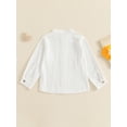 thumbnail image 6 of BemeyourBBs Kids Toddler Baby Boy Cotton Linen Dress Shirt Boys Long Sleeve Button Down Shirts Mandarin Collar Henley Shirts with One Pocket 3 4 5 6 7 8 Years, 6 of 9