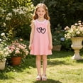 thumbnail image 4 of FRSASU Girl's Sleeveless Summer Tank Dress Crew Neck Casual Solid Color Heart Applique Summer Beach Sundress Pink, 4 of 6