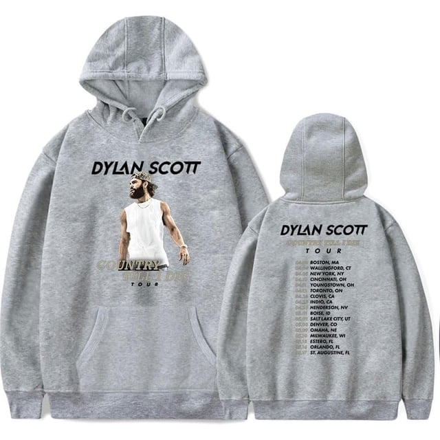 Dylan Scott Country Til I Die Tour Merch Chandail à Capuchon avec Poches et Cordon de Serrage Sweat à Capuche Unisexe Mode, Gris, TP