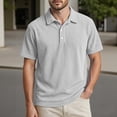 thumbnail image 2 of IWRICH Men's Corduroy Knit Polo Shirts Short Sleeve Casual Textured T Shirt Summer Ribbed Collared Shirts White XL, 2 of 4