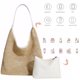 thumbnail image 4 of Bolso Hobo Hombro Tejido Mano Paja para Mujer Con PU, 4 of 9
