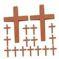 thumbnail image 6 of PBPBOX 50pcs Crosses Pendants Handheld Pendant Brown Wood Decoration for Crafts, 6 of 6