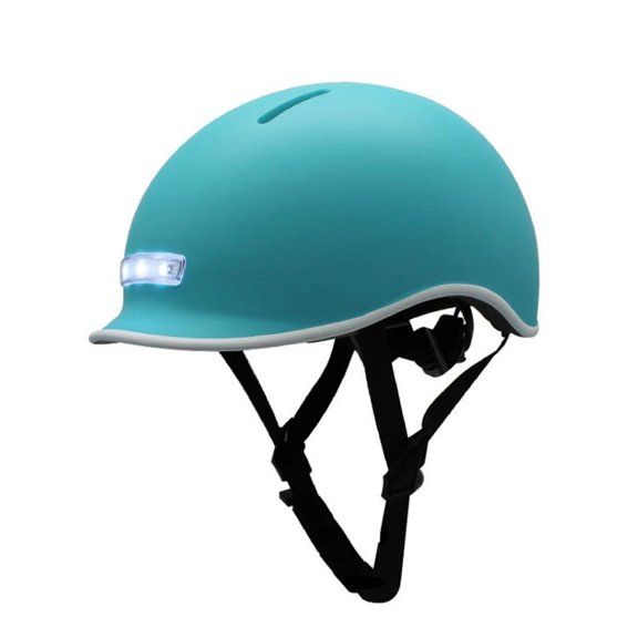Sky Blue FT-122 Cycling Helmet with LED Warning Light for Mountain Biking and Night Riding - L Size, Enhanced Safety Gear for Outdoor Adventures