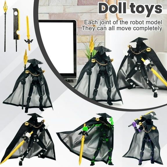 Titan 13 Action Figure Set Black Swordsman T13 Action Figure, Robo 13 3D Printed Action Figure - The Premium Action Figures for Collectors, Desktop Decoration