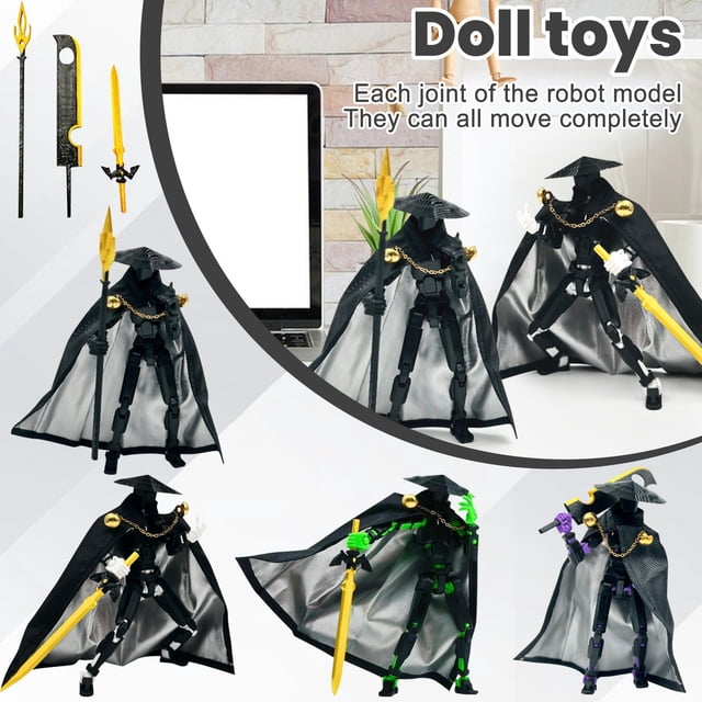 Titan 13 Action Figure Set Black Swordsman T13 Action Figure, Robo 13 3D Printed Action Figure - The Premium Action Figures for Collectors, Desktop Decoration