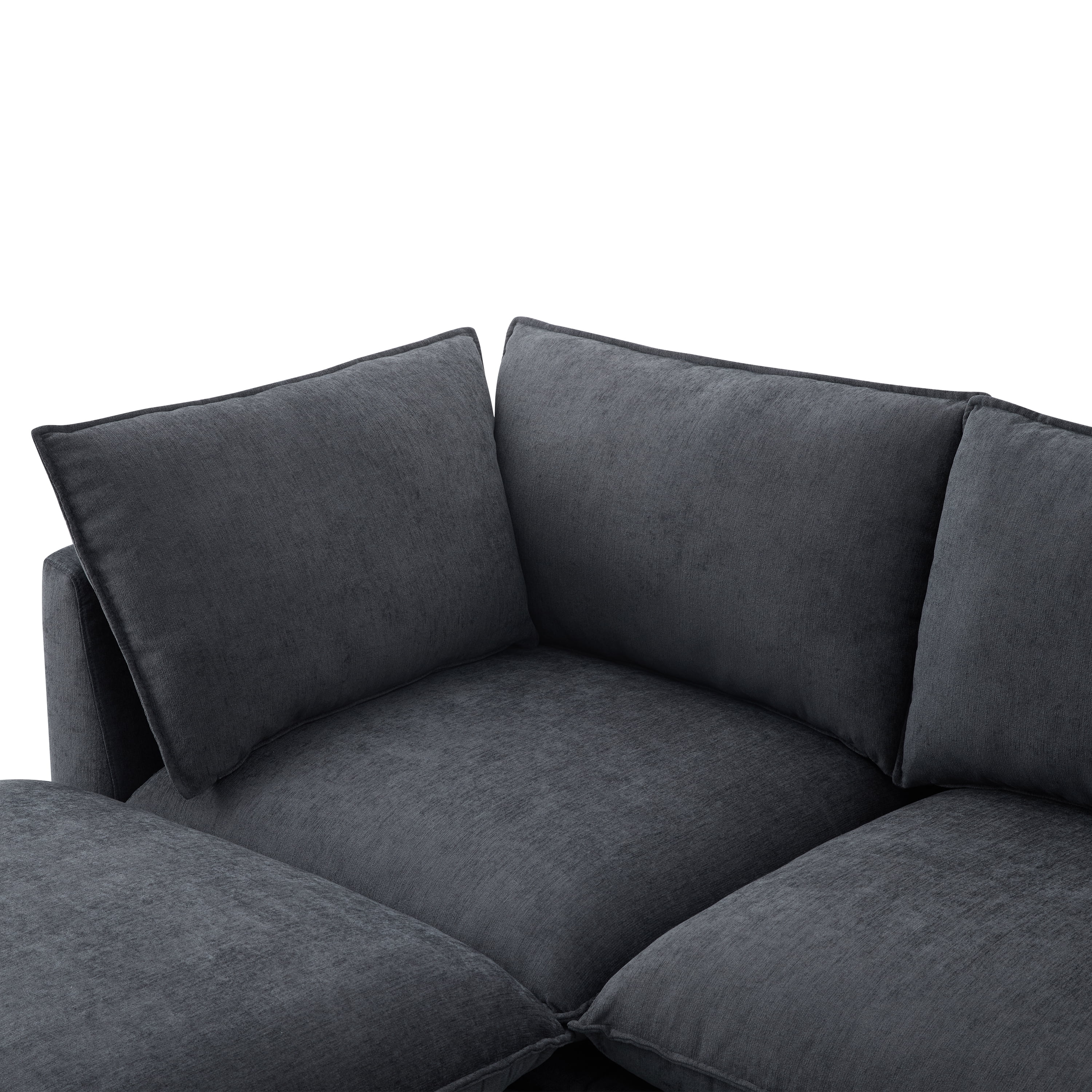 GARITIN Modular Sectional Sofa 98 Inch, U Shaped Cloud Couch with Movable Storage Ottoman and Fold Down Backrest Table, Gray