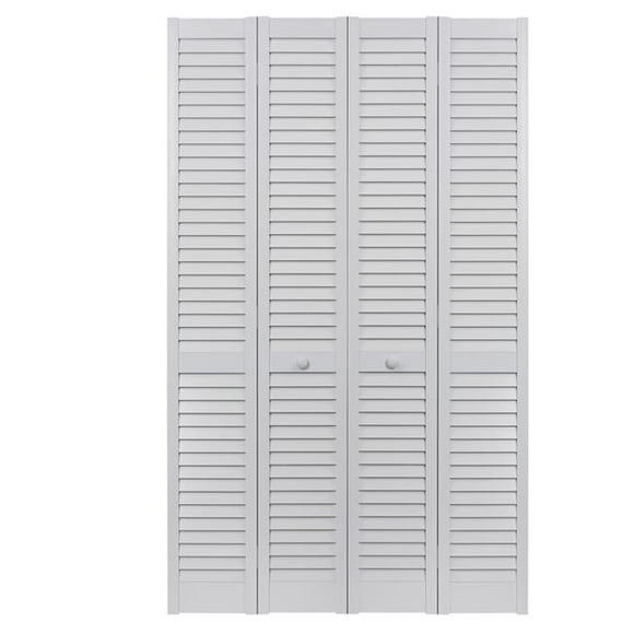 LTL Home Products SEALL64 Seabrooke PVC Louvered Interior Bifold Door (2 Pack), 78.625" x 31.5", White