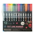 thumbnail image 2 of YAOMOBB Fluid Writing Markers Student Outline Planner Set with Glitter Double Line Colors (12 Colors), 2 of 6