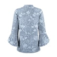thumbnail image 6 of Women's Long Sleeve T-shirt 3/4 Length Sleeve Womens Tops V Neck Spring Shirts 2025 Petal Bell Sleeve Plus Size Boho Ethnic Style Tee Shirts,Blue Women's Long sleeve T-shirt XL, 6 of 6