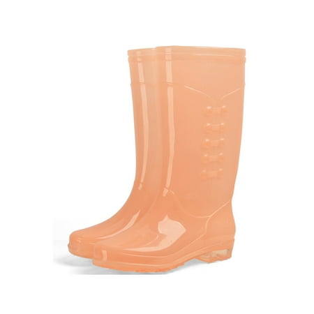

Rotosw Women s Waterproof Bootie High Calf Garden Boot Removable Lining Rain Boots Non-Slip Transparent Work Booties Rainy Water-Resistant Shoes Orange 4.5