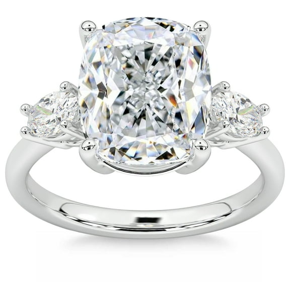 Pompeii Certified 6Ct Cushion Cut 3-Stone Diamond Engagement Ring 14k Gold Lab Grown