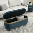 thumbnail image 3 of DEALTOPS Vintage Ottoman Upholstered Storage Bench with Cushion Seat, Dark Blue, 3 of 8