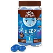 Good Day Chocolate Natural Melatonin for Adults, Sleep Aid Supplement with 1mg Melatonin, Fair Trade and Non-GMO Dark Chocolate, Chamomile, 80 Pieces
