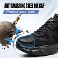 thumbnail image 2 of SKIUHS Women’s Steel Toe Work Shoes, Puncture Resistant Lightweight Safety Sneakers, Breathable Lace-Up Non Slip Work Shoes, All Black, 2 of 7