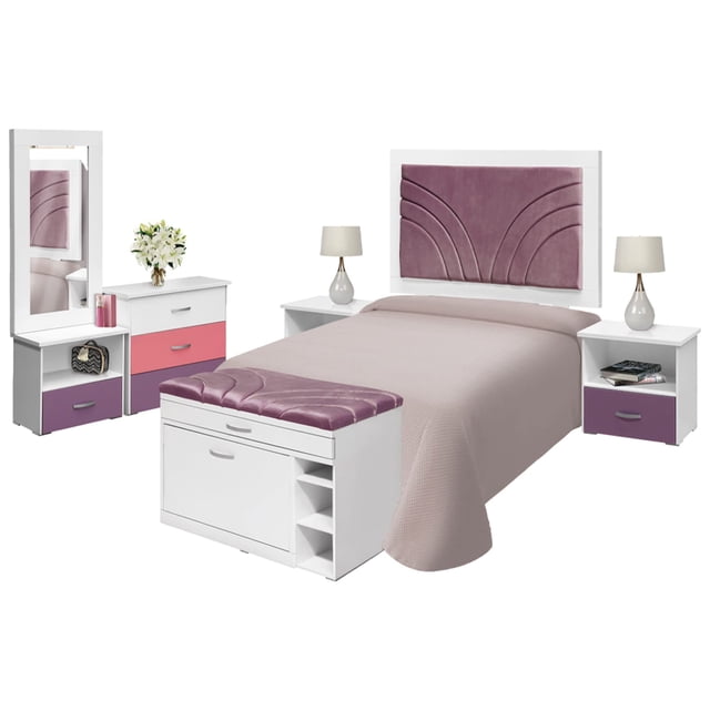 Recamara Matrimonial Kessa Muebles Danna 6 Piezas Blanco 145 x 150 x 6 cm