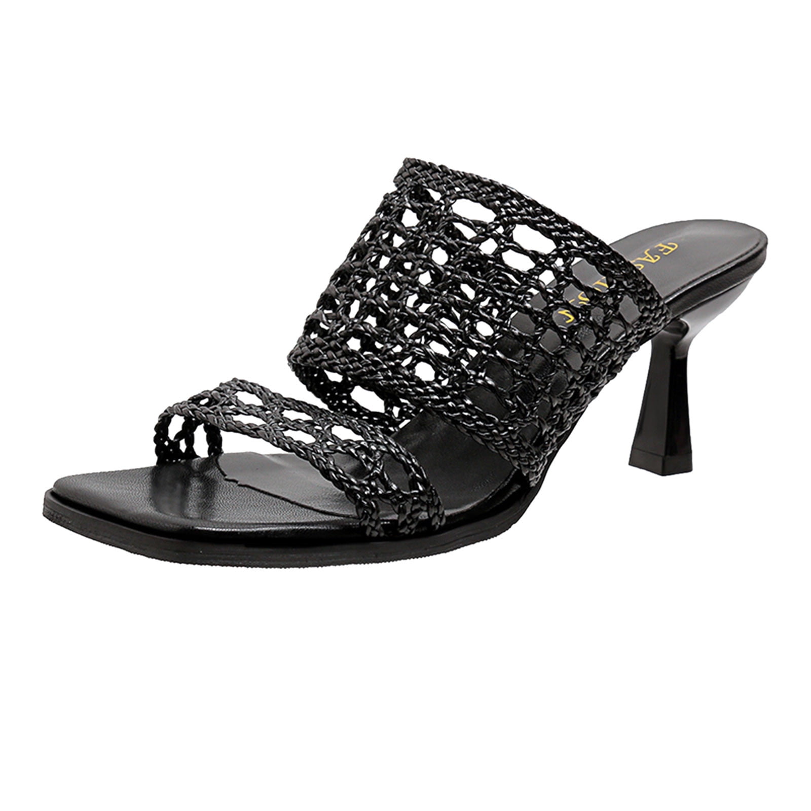 nsendm Women Sandal Adult Female Dressy Sandals for Women Low Heel Ladies Fashion Summer Mesh Woven Square Toe Open Toe Jelly Sandals for Women Size