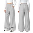 thumbnail image 2 of Wide Leg Sweatpants for Girl, Elastic Waist Loose Sports Bottoms, Winter Fleece Casual Sports Long Trousers with Pockets,5-6 Years, 2 of 9
