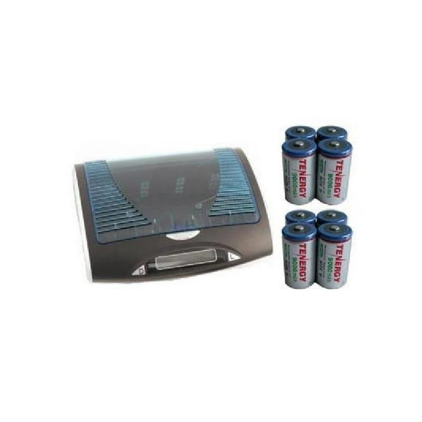 Chargeur de Batterie LCD Super Universel + 8 Batteries Tenergy NiMH (10000 mAh)