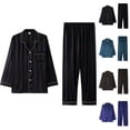thumbnail image 2 of Mens Satin Pajama Set Long Sleeve Button Down Sleepwear Classic Loungewear Set with Long Pants, 2 of 3