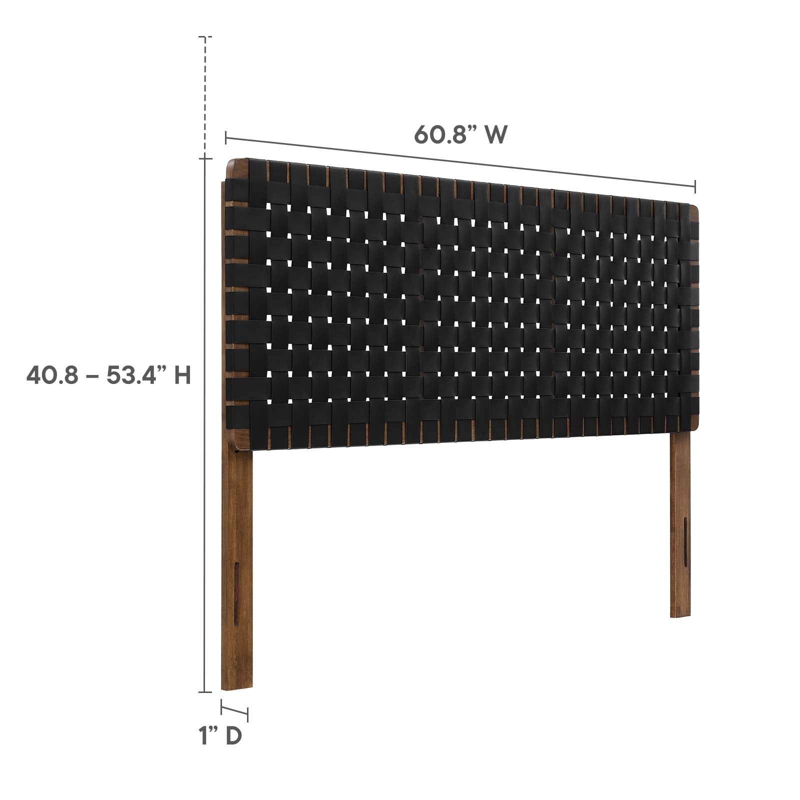 Sparta Weave Vegan Leather Queen Headboard in Walnut Black