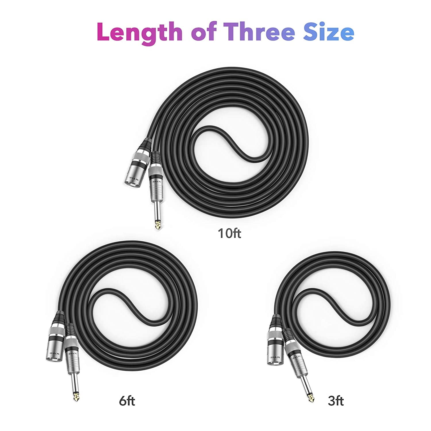 Sovvid Unbalanced 6.35mm Mono Plug to 3-pin XLR Male Quarter inch TS Male to XLR Male Mic Cable Interconnect Cable Cord 1/4 Inch TS Mono to XLR Male Cable 3FT 