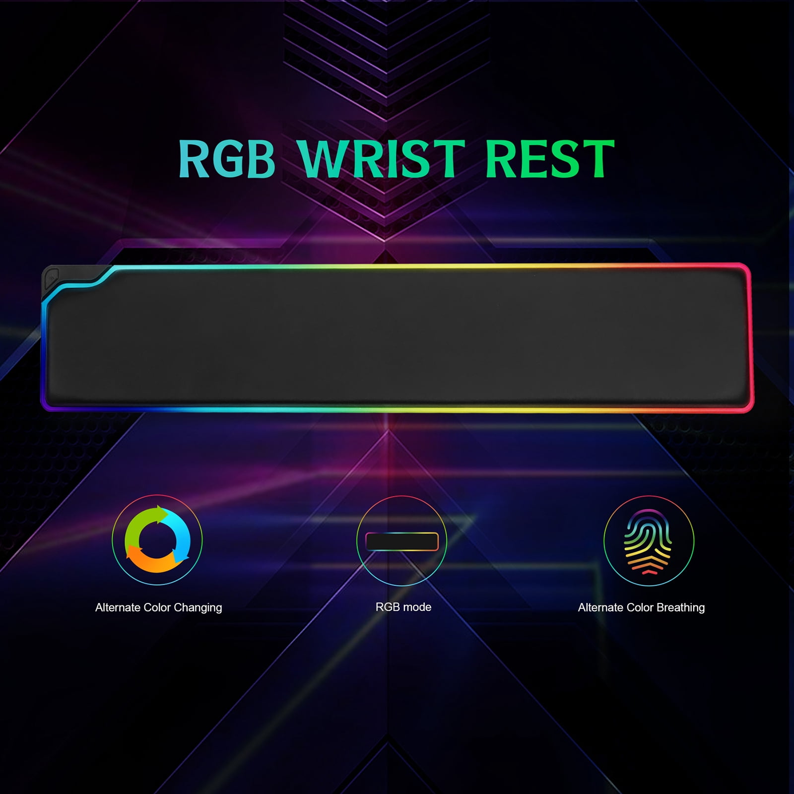 RGB Keyboard Wrist Rest Support Ergonomic Wrist Cushion Pad Memory Foam for Computer Notebook Laptop Office Worker