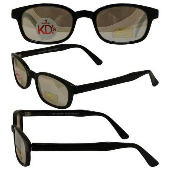 The Original KD's Biker Shades By PCSUN Black Frames Clear Mirror Lenses