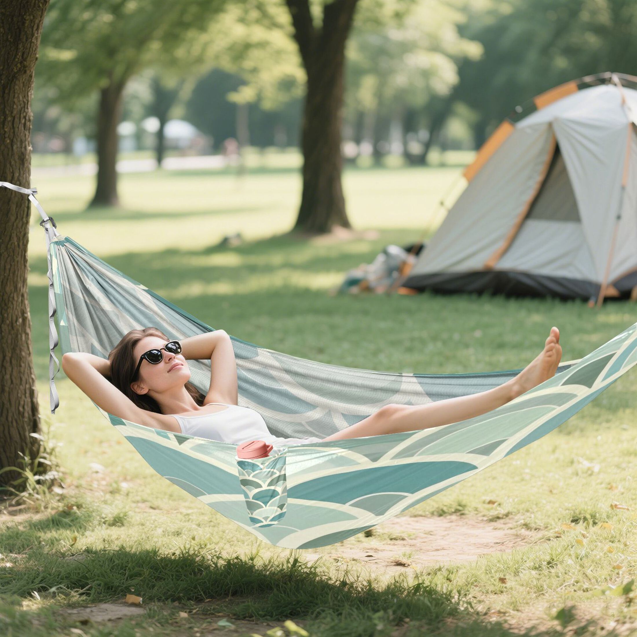 Hammock Camping Hammock Nylon Portable Hammock Travel Camping Hammock Green Semicircle Seamless