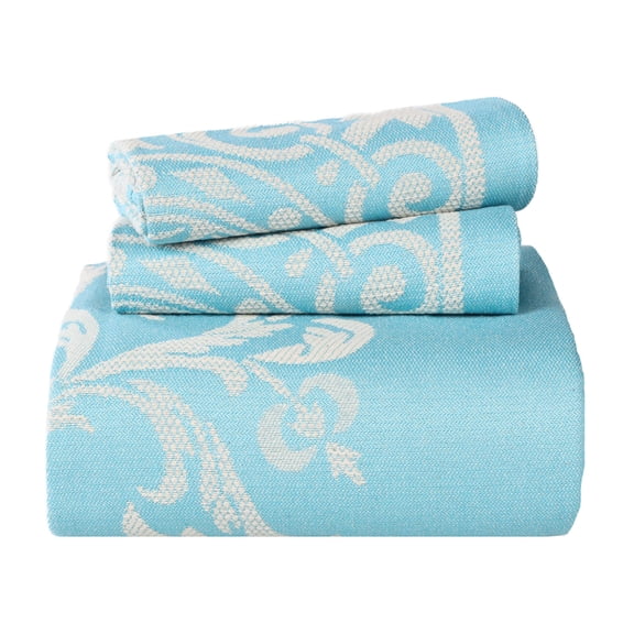 Superior Woven Jacquard Bedspread Set King Size, 3-Piece Lightweight All Seasons Coverlet, Aqua