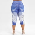 thumbnail image 6 of Black and Friday/Cyber·Monday Deals asdoklhq Womens Plus Capris, Women Plus Size Lace Printing Splice Elastic Hight Waist Casual Leggings Pants, 6 of 9