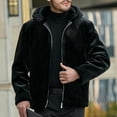 thumbnail image 5 of safuny Men's Fleece Thick Cardigan Coat Long Sleeve Comfy Solid Hoodie Crew Neck Button Down Relaxed Casual Holiday Winter Tops Fall Trendy Black XXXXL, 5 of 9