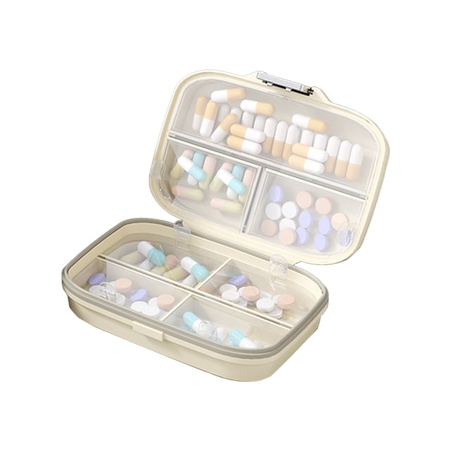 Portable Pill Organizer Weekly Pill Box Double Layer Medicine Case Mini Moisture Resistant Pill Container for Outdoor Travel Work