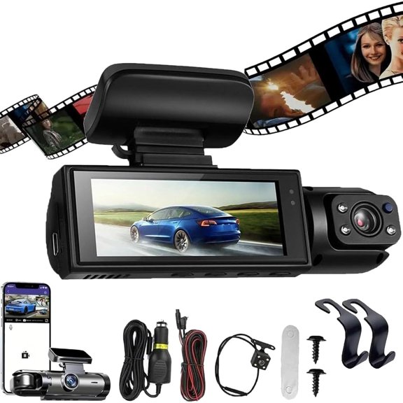 Enesy Front and Rear Dash Camera, 2025 New 1080p Hd Night Vision Dual Video Recording with 32g Memory Card, Loop Recording, HDR, G-Sensor, 24hr Parking (Only DashCam, Front Back)