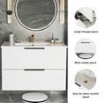 thumbnail image 5 of Youmumeub 30 Inch Bathroom Vanity, Wall Mounted Floating Cabinet with Ceramic Sink, Modern Fluted Design with 2 Soft-Close Drawers, Multilayered Board, White, 5 of 12