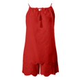 thumbnail image 5 of Women's Casual Loose Fit Solid Color Short Sleeve Tee and Pants Two Piece Shorts Suit Set, 5 of 5