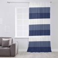 thumbnail image 3 of Navy Blue White Striped Semi Sheer Curtains Drapes for Living Room, Bedroom, French Doors Window 63 Inches Long, Farmhouse Stripes Rod Pocket Chiffon Curtain Drapery Voile Draperies Panel, 3 of 6