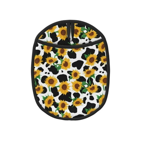 

Pofeuu Cute Cow Print Sunflower C Print Silicone Pot Mat Mitten With Hanging Loop Heat Resistant Oven Mitts Non-Slip Bbq Baking Smoking Potholders