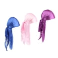 thumbnail image 3 of 3pcs Mujeres Gorro de Larga Pérdida de Cabello Bufanda Sombrero Pirata Gorro - Azul + Rosa + Morado Sunnimix Mujer Hombre Durag Sombreros, 3 of 7